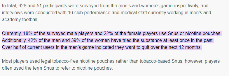estadísticas de futbolistas usando snus