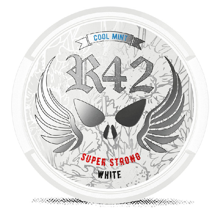 R42 Cool Mint White Portion Super Strong snus can at Snusdaddy.com