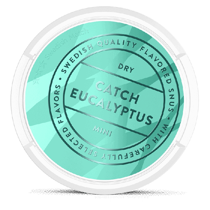 Catch Dry Eucalyptus White Mini snus can at Snusdaddy.com