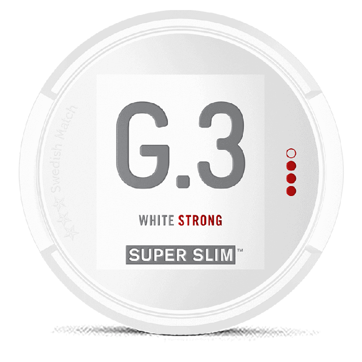 G.3 Super Slim White Portion Strong snus can at Snusdaddy.com