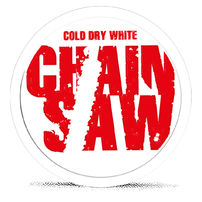 Chainsaw Cold Dry White Portion Super Strong Product Label Chainsaw Cold Dry White Portion Super Strong Product Label