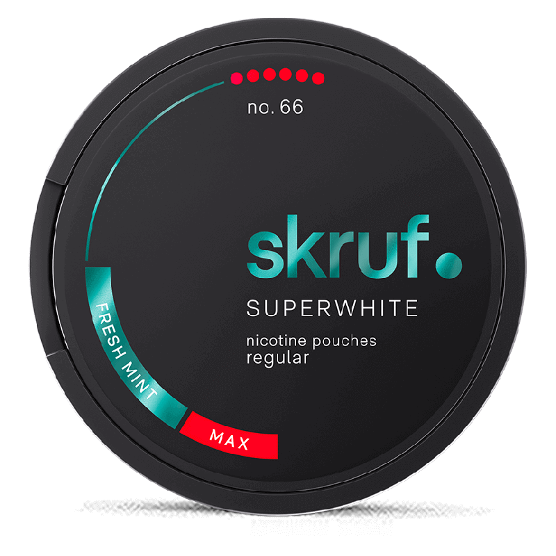 Skruf no. 66 Super White Slim Fresh Max No. 6 Regular Product Label Skruf no. 66 Super White Slim Fresh Max No. 6 Regular Product Label