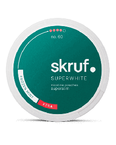 Skruf Superwhite no. 60 Frozen Mint Superslim Xtra Strong Product Label